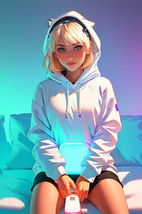 DEN_dani_fae,
sitting at a computer wearing headphones and playing games (holding a controller:1.2) wearing a (hoodie:1.2) in a (neon lit room:1.3), (gamer:1.2), gaming, (gamer girl:1.3), games, (purple lighting, neon:1.2),
bokeh, f1.4, 40mm, photorealistic, raw, 8k, textured skin, skin pores, intricate details <lora:epi_noiseoffset2:1>, epiCRealism <lora:ClothingAdjuster3:-1>