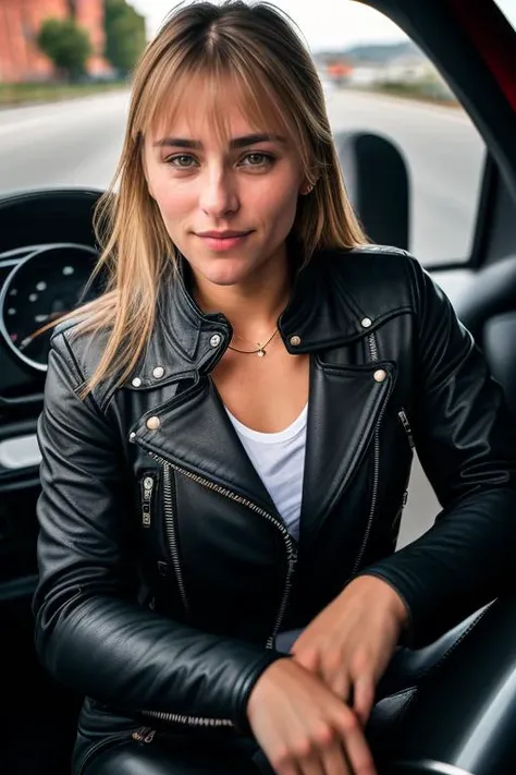 DEN_dani_fae,
(riding a motorcycle:1.2) wearing (motorbike leathers:1.2), (riding a motorbike:1.2), (driving a motorbike:1.2),  (motorcycle:1.1), traffic, leather trousers, leather jacket, motorcycle boots, leather gloves,
bokeh, f1.4, 40mm, photorealistic, raw, 8k, textured skin, skin pores, intricate details  <lora:epi_noiseoffset2:1>, epiCRealism <lora:ClothingAdjuster3:-1>