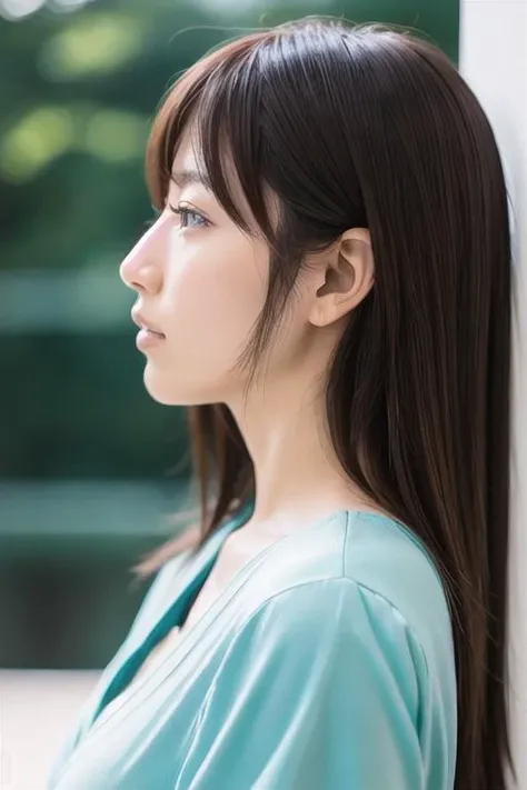 Profile shot,lens 78mm f1.4,photo by iPhone,Japanese woman,