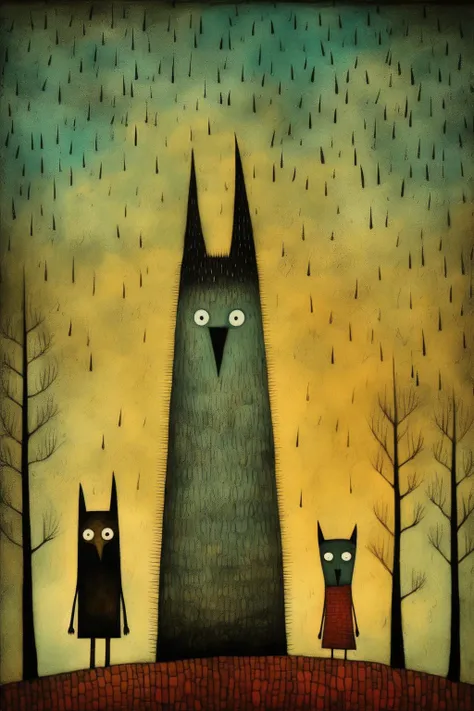 <lora:Tracie Grimwood Style:1>Tracie Grimwood Style - The Wonder Wolf and the Howling Adventure in the style of andy kehoe and paul klee