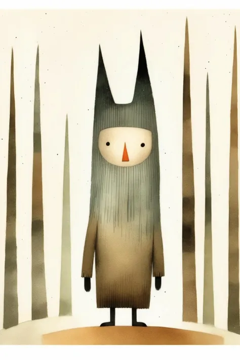 <lora:Tracie Grimwood Style:1>Tracie Grimwood Style - jon klassen style character painted with watercolor on white background
