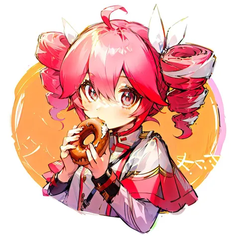 girl, teto, kasane teto, twin drill hair, high quality, cute, eating donut, (((masterpiece))), <lora:Kasane Teto:1>