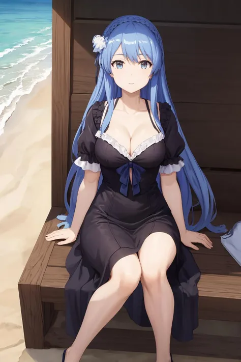 ((masterpiece, high quality, highres,))
sitting, beach,
juna, black dress, <lora:Juna:0.7>