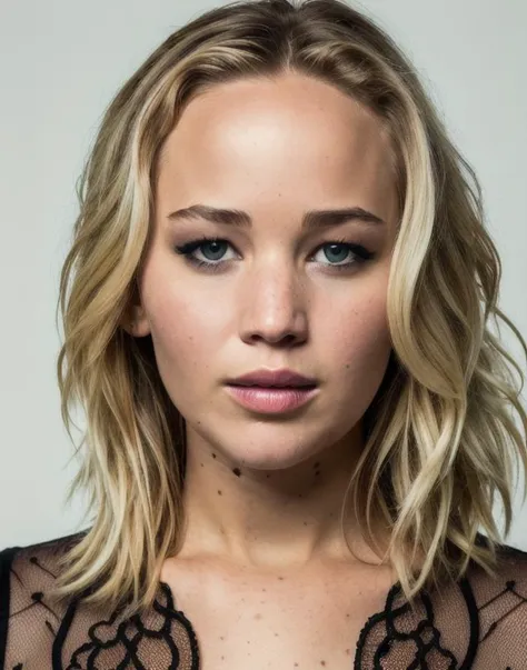 portrait of Jennifer Lawrence, epic, photo, studio lighting, hard light, sony a7, 50 mm, matte skin, pores, colors, detailed eyes and face, hyperdetailed, hyperrealistic