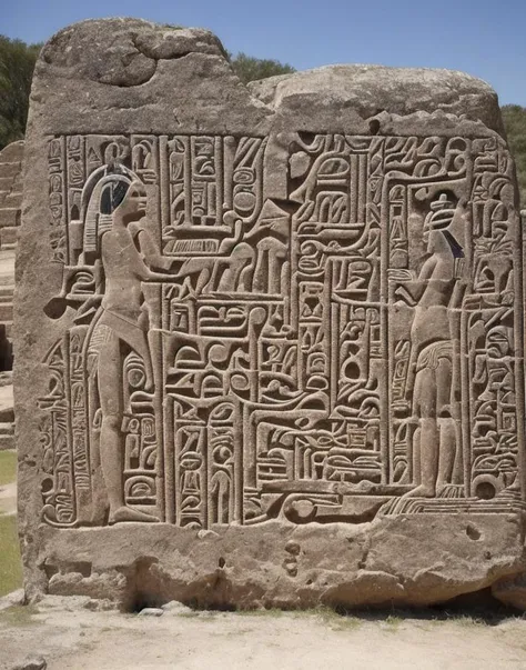 Ancient hieroglyphs from an alternate universe carved in stone just discovered at an archaeological site