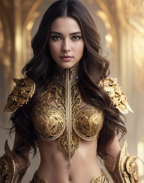 8k portrait of beautiful cyborg with brown hair, intricate, elegant, highly detailed, majestic, digital photography, art by artgerm and ruan jia and greg rutkowski surreal painting gold butterfly filigree, broken glass, (masterpiece, sidelighting, finely detailed beautiful eyes: 1.2), hdr