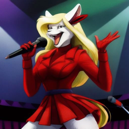 minerva, microphone, holding microphone, singing, stage, stage lights