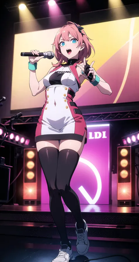 <lora:Idol-16:1>, Idl, microphone, holding microphone, singing, stage, neon lights, best quality, masterpiece, highres