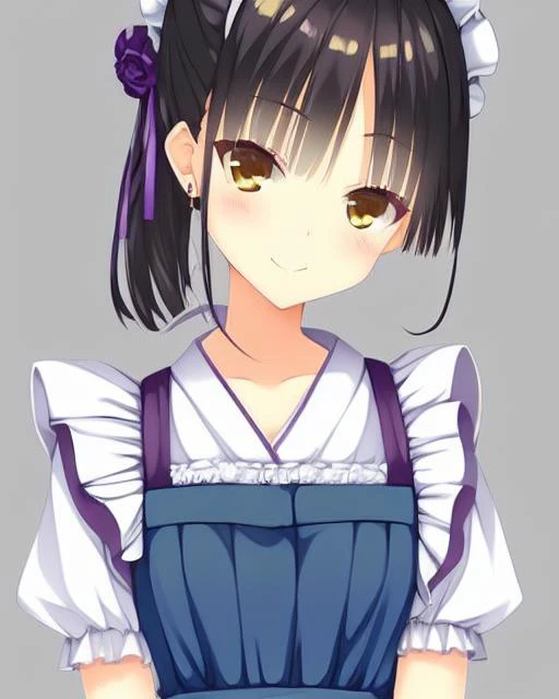 hires, ((Natsume 1girl)), ((light blue dress)), upper body, simple background, smiling, looking at viewer, blue dress, white frills, blue maid dress,
(high quality, official art, 4k full quality)