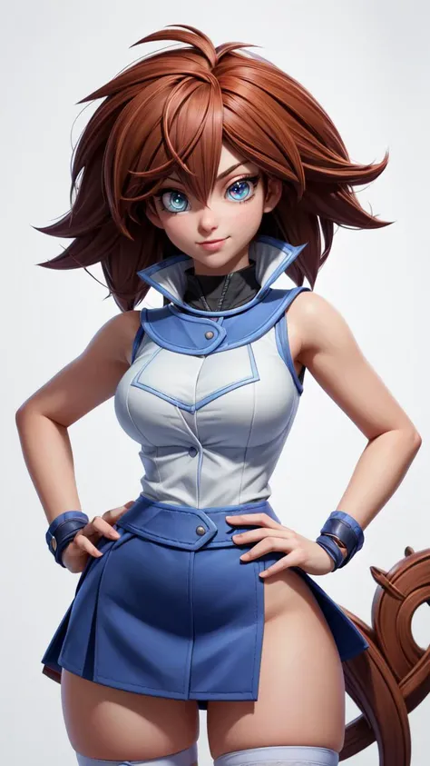 (1girl, solo, masterpiece, 4k, best quality:1.2, best quality:1.2, NICE HANDS, COLORFUL, (perfect hands, perfect anatomy)),
makurada junko, turtleneck, white vest, sleeveless, high collar, belt, blue miniskirt,
((medium breasts, big hips, looking at the viewer)), ((high stocking )),
((simple background, white background)), sexy toon,
<lora:GoodHands-vanilla:0.7>