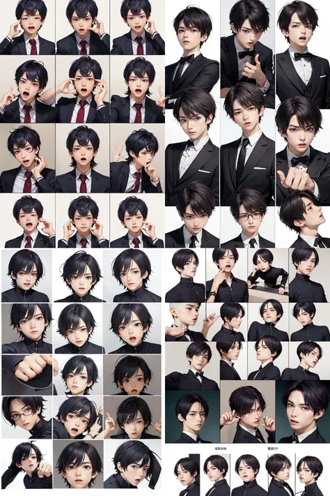 1boy, (multiple poses ), (multiple expression:1.5),