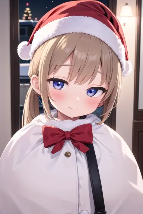 masterpiece,best qualitiy,high detail,girl,petite,ponytail,indoor,christmas,blush,,window,nighttime,(a girl,naked bag),Christmas wreath <lora:present bag-001_0.7:0.8>,spoken heart,looking up viewer, <lora:sensualface_type1:0.8>,evil smile,from above,nude