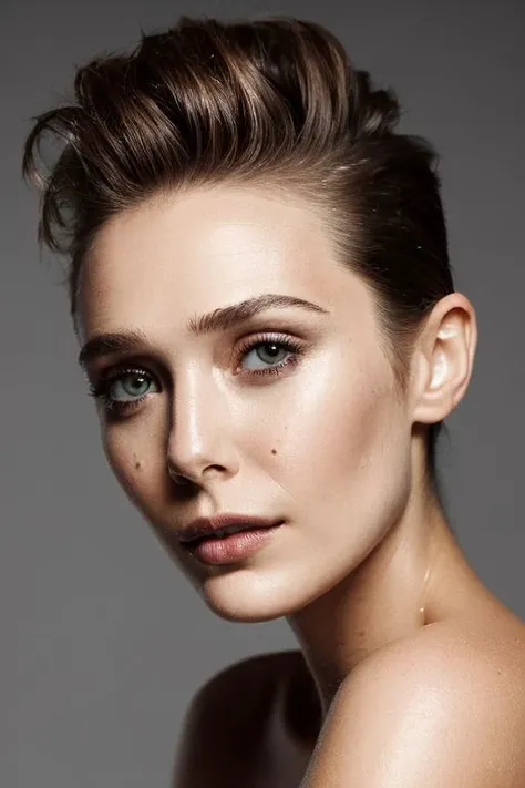 ols, closeup portrait of young woman, topless, slick hair, oiled skin, grey background, (tilted angle, tilted composition:1.1)
<lora:CR-ElizabethOlsen-frankyfrank2k:1.0>