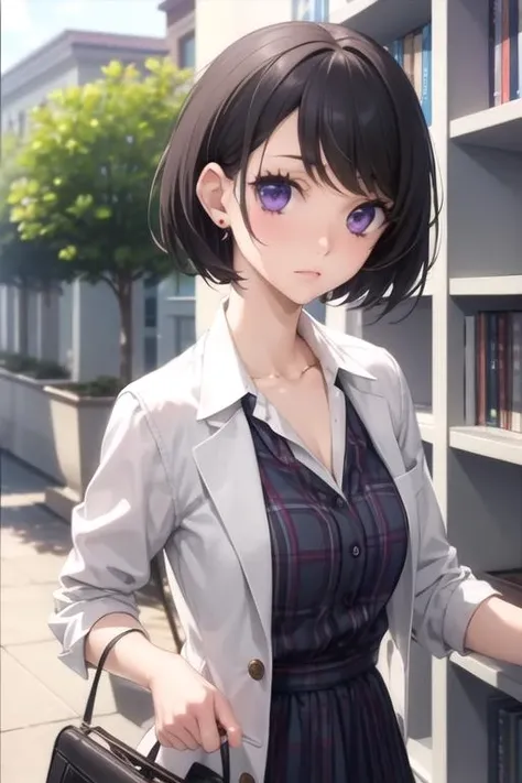 masterpiece, best quality, photorealistic, 1girl, solo, looking at viewer, , , <lora:miou_suguri:0.74>, miou_suguri, black hair, purple eyes, princess costume, ,