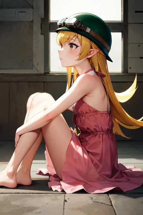 Little skinny girl  (blonde hair with braids, big Blue eyes) sits alone in a room and examines her genitals. There are paintings of naked girls on the wall.