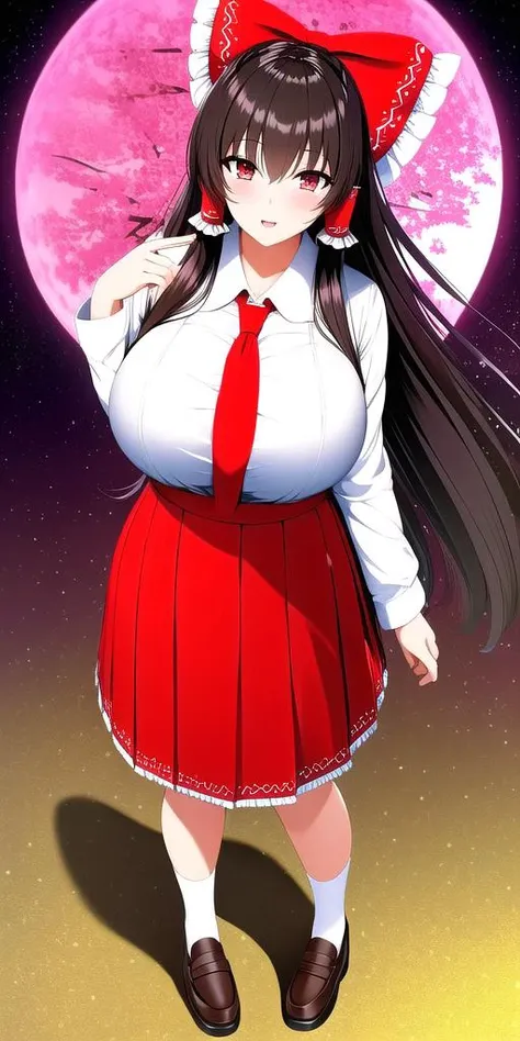 <lora:ReimuV1:0.7> hakureireimu, huge_breasts, standing, solo, school_uniform, starry_sky,, masterpiece, best quality, detailed face, detailed eyes, highres,