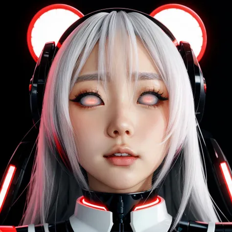 Hentai anime, Japanese woman, shirome, parted lips, white eyes, no pupils, brainwashing device, mind control collar, cybernetic, style of Bai Asuka <lora:XenoDetailer_v2:0.1> <lora:shirome:1>