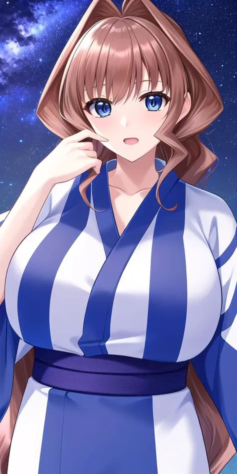 <lora:MarimoV4:0.7> jinguuji_marimo, huge_breasts, standing, solo, white_kimono_blue_sash, starry_sky,, masterpiece, best_quality, detailed_face, detailed_eyes, highres, beautiful, detailed, absurdres,