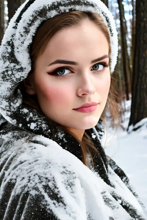 Anjelika Fotson standing close up, young, makeup, sad,
beautiful face, masterpiece, highres, realistic,
Tutu,
Snow-covered forest and cabin retreat,
<lora:anjelika_fotson:0.75>