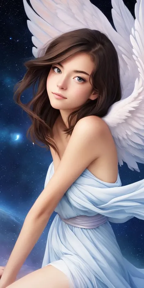 upper waist portrait of a beautiful young woman (exciting:1.3), soft outlines, perfect eyes, dark pupils, magnificent, celestial, ethereal, painterly, epic, majestic, magical, fantasy art, dreamy, unique pose, dynamic pose, cartoon style, studio ghibli style