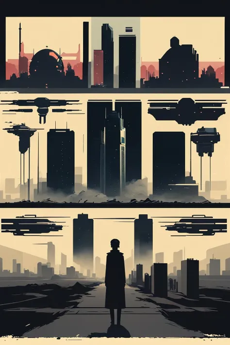 -An intense action sequence set in a post-apocalyptic wasteland. The scene is shot in gritty, realistic tones and features explosive pyrotechnics and thrilling stunts. , minimalist_sci-fi_dystopia
