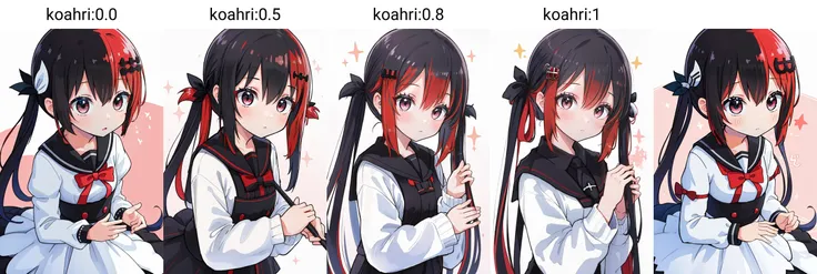 (masterpiece, best quality), intricate details,
1girl,
<lora:koahri:0.0> koahri , <lora:Satanichia_loha_v1.0:0.8> satanichia, red hair, black hair ornament,