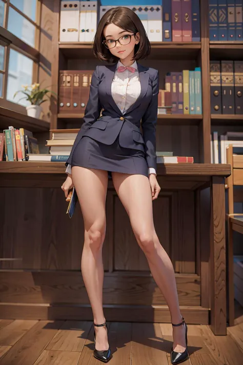 the cute librarian really does have great legs.