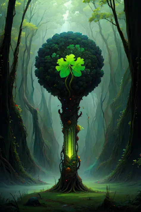 (masterpiece, top quality, best quality, official art, beautiful and aesthetic:1.2), a green shamrock, (no humans:2), <lora:StarkJourney:1.0>