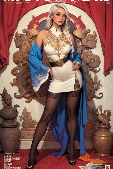 (masterpiece, realistic:1.3), (extremely intricate:1.2), (photorealistic:1.4), (extremely delicate), (ultra realistic:1.3), (hyperrealistic 3d render), hyperrealistic photography, extremely detailed CG unity 8k wallpaper, HDR, RAW photo, dslr, (instagram most viewed:1.3), trending on CGSociety, (a high detail RAW color professional full body photo), front lighting, fantasy, intricate, elegant, highly detailed, lifelike, photorealistic, digital painting, artstation, illustration, concept art, smooth, sharp focus, extremely detailed (magazine cover-style:1.3) digital painting, ((magazine cover-style:1.3) illustration of a fashionable woman in a vibrant outfit), abs, adding a touch of fantasy to the scene, the text on the cover should be bold and attention-grabbing, with the title of the magazine and a catchy headline, the overall style should be modern and trendy, with a focus on fashion and fantasy, helvetica-bold,
Craft an amazing, ultra-detailed illustration, Serpent-haired deity with a gaze that turns onlookers to stone, Starlet, Short, Narrow Hips, Heart-Shaped Face, Dark Skin, White Hair, gold Eyes, Long Nose, Thick Lips, Receding Chin, Long Hair, Coarse Hair, Lace Braid, perky breasts, Hoop earrings, violet sheer lipstick, fauvism oil painting, inviting, Comic Book,
<lora:sxz-niji-v2:0.4>, nijistyle, <lora:animeLeges:0.2>, high heels, stockings, lace trim, pantyhose, <lora:danni2D_t00700e01:0.2>, <lora:odaNonStyle-v1.5newcraft:0.4>,