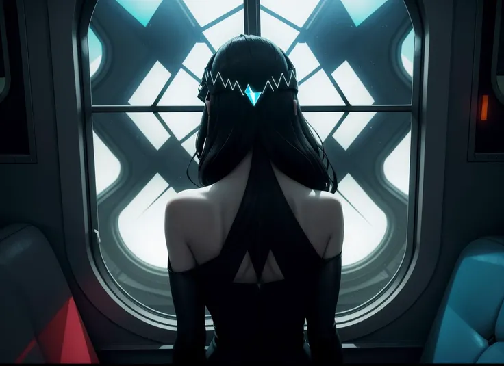 three cornered window, back of head shot of (woman looking out of triangle window:1.1), 3rd person, Looking out the triangular window of a (train:1.1) with triangular windows, triangular windows and triangular, wheels, in a fantasy world,
psychedelic, geometric, vivid light, high contrast, triadic colors, dark shadows, explosions, nuclear mushroom cloud, nuclear explosion, dystopian nightmare,
(beautiful composition),
21 yo woman,