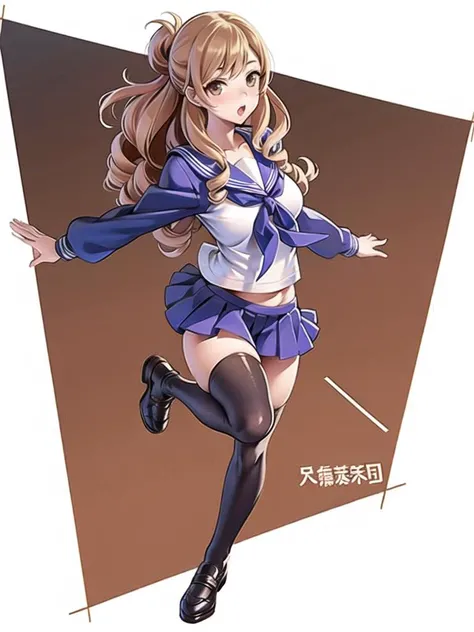 1girl, solo,(best quality),(masterpiece:1.1), full body, looking_at_viewer, dynamic angle, serafuku, cute, clear facial skin,