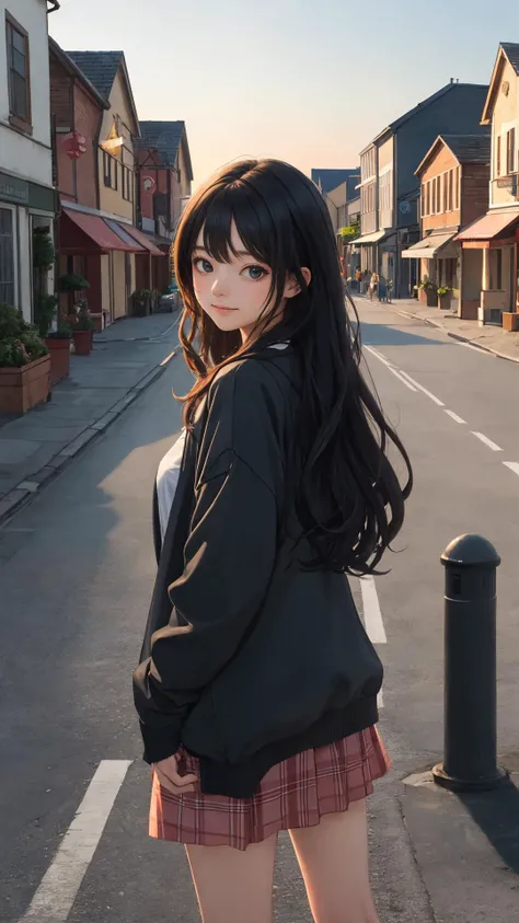(masterpiece), 
(best quality), 
looking at viewer, 
(wavy hair:0.8), 
town, dawn, outdoors,