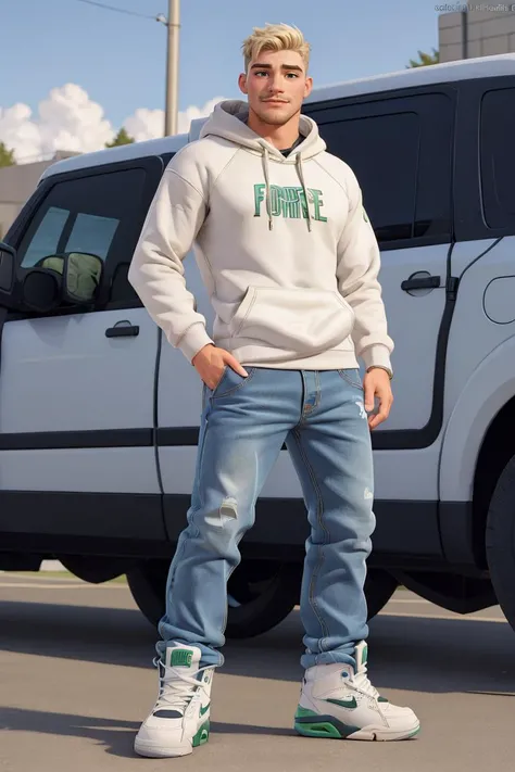 muscular man wearing baggy jeans and hoodie, commandforce sneakers <lora:commandforce_v0.1:1> <lora:osirisd3_v7:0.7>