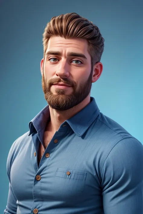 handsome bearded man, blue hue, artistic portrait