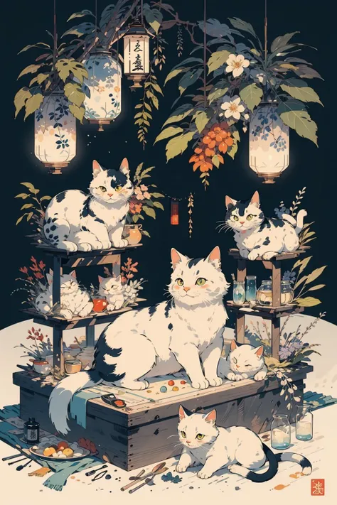 masterpiece,best quality,cute ukiyo-e,<lora:a1:1.2>,cat,