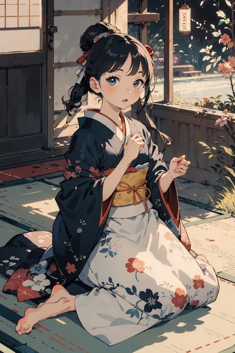 masterpiece,best quality,cute ukiyo-e,<lora:a1>,1girl,