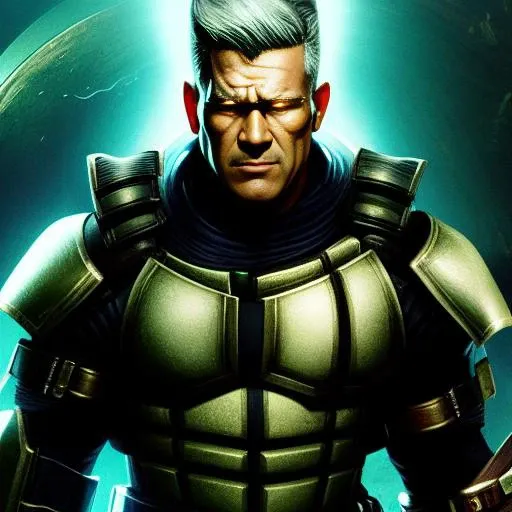 shot of BrolinCable whole body wearing a loose cloak blowing heavily in the wind with black and green leather armor underneath, white background , drawing, high contrast colors, dark spotting, dynamic lighting, masterpiece, highly detailed, opt-6000
