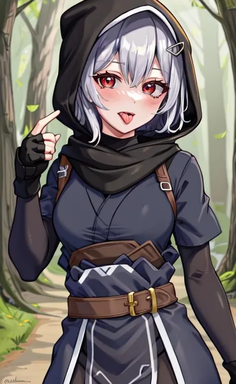 (detailed forest background), masterpiece, best quality, Rogue_Kiriko, 1girl, fingerless_gloves, red_eyes, ((tongue))
 <lora:Rogue_Kiriko-15:0.7>