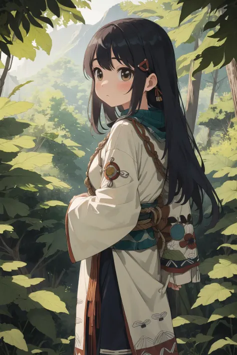 masterpiece,best quality,1girl,nature,adventure,ainu clothes,
