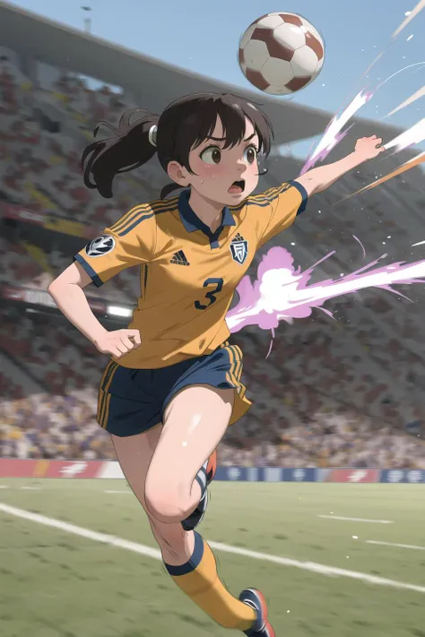 masterpiece,best quality,1girl,soccer,run,action,speed,(motion lines:1.2),dynamic