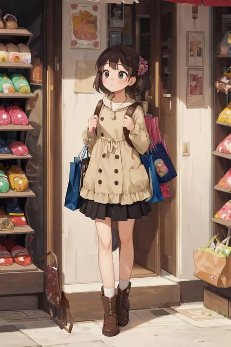 masterpiece,best quality,1girl,shop,trip,bag