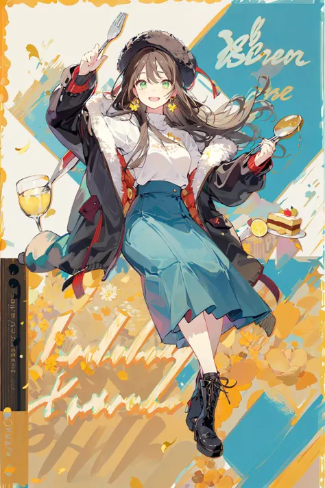 In the yacht you can see a girl sitting with a happy smile and wink eyes, her cheeks are chubby, long hair colorfull pink, colorful eyes use black sun glasses. holding a glass of wine