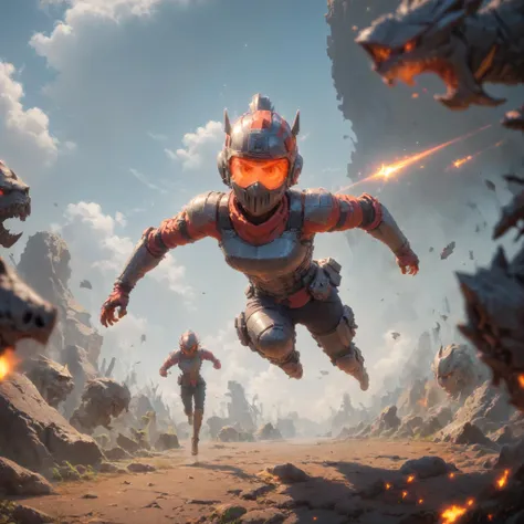 <lora:helldivers:0.8> helldivers , woman, running, action shot, armor, transparent visor, helmet<lora:Realistic000003_1_2.5DAnime_0.05_Merge1:0.8>, glowing, outdoors , depth of field, style of unreal engine,full body, far shot, monsters in background <lora:xl_more_art-full_v1:0.8>, score_9, score_8_up, score_7_up, score_6_up, score_5_up, score_4_up,, volumetric lighting, depth of field, key visual