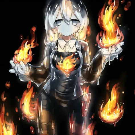 <lora:slimegirl_2--retro_ham_avas_jun_rifl--09-01:1.0>,
(slime girl:1.0), (slime:1.0), (monster girl, see-through body:1.0), colored skin,
<lora:avo_rifl_08-02:1> 1girl, empty eyes, expressionless, employee uniform, fire on face, fire on hair, black hair