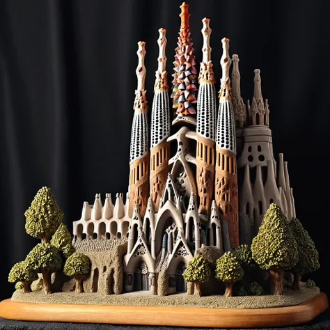 <lora:M1n14tur3_XL-000002:0.9>,photo of (M1n14tur3:1.1) ceramic sculpture of the (Sagrada Família:1.3),landscape architecture render,photo realistic,ornate,studio photograph,sitting on a wooden counter with a black cloth background,bokeh,tilt shift,super detailed,intricate,dramatic,shadows,beautiful,insane details,hyperdetailed,8k wallpaper,uhd,hdr,high contrast,