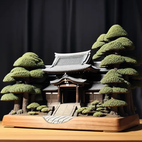 <lora:M1n14tur3_XL-000002:0.9>,photo of (M1n14tur3:1.1) ceramic sculpture of the (Yasukuni Shrine in Japan:1.3),landscape architecture render,photo realistic,ornate,studio photograph,sitting on a wooden counter with a black cloth background,bokeh,tilt shift,super detailed,intricate,dramatic,shadows,beautiful,insane details,hyperdetailed,8k wallpaper,uhd,hdr,high contrast,