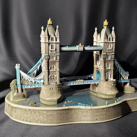 <lora:M1n14tur3:0.9>,photo of (M1n14tur3:1.1) ceramic sculpture of the (Tower Bridge in London:1.3),landscape architecture render,photo realistic,ornate,studio photograph,sitting on a wooden counter with a black cloth background,bokeh,tilt shift,super detailed,intricate,dramatic,shadows,beautiful,insane details,hyperdetailed,8k wallpaper,uhd,hdr,high contrast,