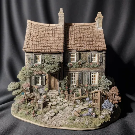 <lora:M1n14tur3:0.9>,photo of (M1n14tur3:1.1) ceramic sculpture of an cozy street,old French village in the mountains,mysterious atmosphere,magical glow,unique concept,colorfully vegetation,trees,birds,landscape architecture render,photo realistic,ornate,studio photograph,sitting on a wooden counter with a black cloth background,bokeh,tilt shift,super detailed,intricate,dramatic,shadows,beautiful,insane details,hyperdetailed,8k wallpaper,uhd,hdr,high contrast,