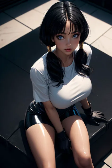 best quality, masterpiece, anime girl , young girl, 24 years old, thick legs , 1girl, bangs,long hair, cute face, perfect shot, perfect anatomy, black choker, medieval, classroom background, full body, solo girl, 4k, high resolution , detailed face, detailed eyes, black hair, short hair, horse ears, on knees, pov, futanari, big penis, horse penis, cockring, completely nude