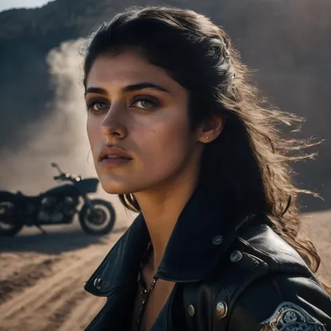 anya_chalotra, <lora:AnyaChalotraXL:1>,female biker, portrait, leather suit, mad max fashion style. desolate wasteland, apocalypse background, destroyed cars, ruins,, (masterpiece, best quality, ultra-detailed, best shadow), high contrast, (best illumination), ((cinematic light)), colorful, hyper detail, dramatic light, intricate details, (1 girl, solo) , ultra detailed artistic photography, dreamy, backlit, shadows, ultra high definition, 8k, ultra sharp focus, ultra high quality model, soft lighting, film photography, analogue photography, hyperrealism,, ((sharp face, detailed face, realistic face, naturtal skin, realistic skin, detailed skin, pores, detailed eyes,realistic eyes)),
